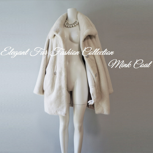タグ付新品級◆パールミンク ファー トップス 毛皮コート デザイン ホワイト