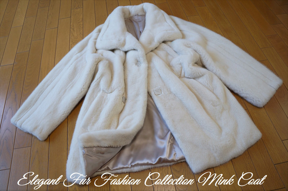 世界中のセレブに愛され続けています☆パールホワイトミンクコート 白 本物毛皮コート リアルファーコート 14枚目の画像