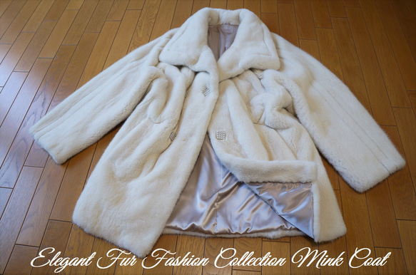 世界中のセレブに愛され続けています☆パールホワイトミンクコート 白 本物毛皮コート リアルファーコート 4枚目の画像