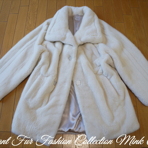 タグ付新品級◆パールミンク ファー トップス 毛皮コート デザイン ホワイト