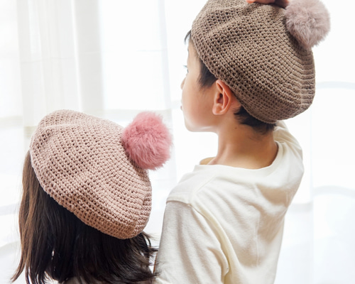 玄関先迄納品 おし ポンポン帽子 コットン100% ハンドメイド キッズ ベビー 帽子