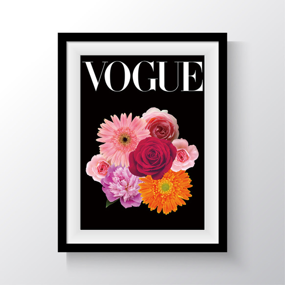 VOGUE ファッションブック 表紙  お花 おしゃれなアートポスター 1枚目の画像