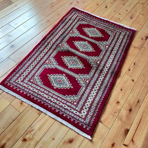 92x63cmパキスタン手織り絨毯ライト赤の色合い玄関マット 92x63cmパキスタン手織り絨毯ライト赤の色合い玄関マット