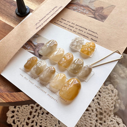 No.100 はちみつレモンネイル、秋ネイル(12本セット) ネイルチップ