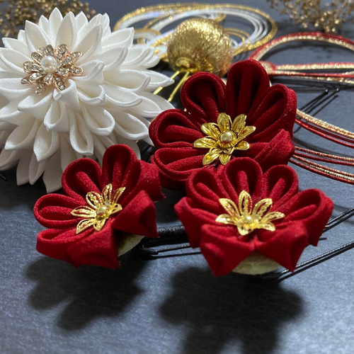 つまみ細工髪飾り №042 成人式 卒業式 謝恩会 結婚式 七五三 新日本髪