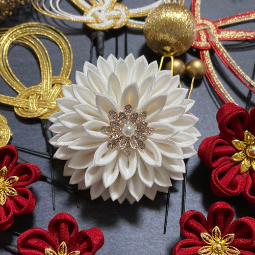 つまみ細工髪飾り №042 成人式 卒業式 謝恩会 結婚式 七五三 新日本髪