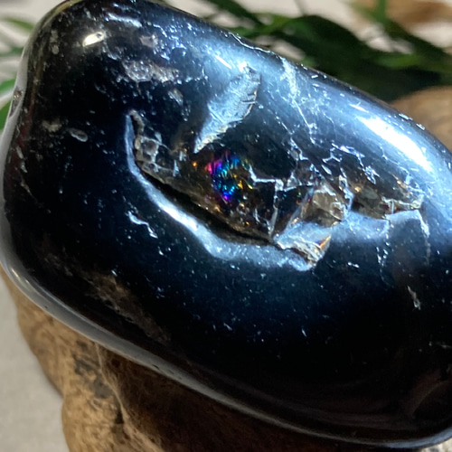レインボー✨【強力邪気払い】モリオン 原石 タンブル 黒水晶 天然石