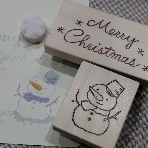 クリスマス ガーランド スタンプ 消しゴムはんこ × 消しゴムはんこ♪ 80 クリスマスカードに スノーマン 雪だるま 雪の