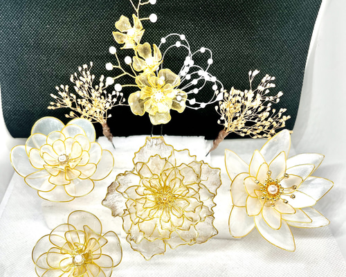 shii様オーダー専用ページ　アメリカンフラワー　髪飾り 和〜 お花 の 髪飾り ⭐︎ アメリカンフラワー 再販-5 ヘアピン