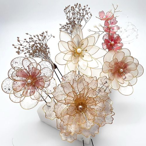 和〜 お花 の 髪飾り ⭐︎ アメリカンフラワー 再販-5 ヘアピン