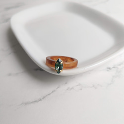 樹脂戒指 - Erinite 綠 x 焦糖棕色 高品質水晶戒指 | 綠色秋季寶石壓克力 第5張的照片