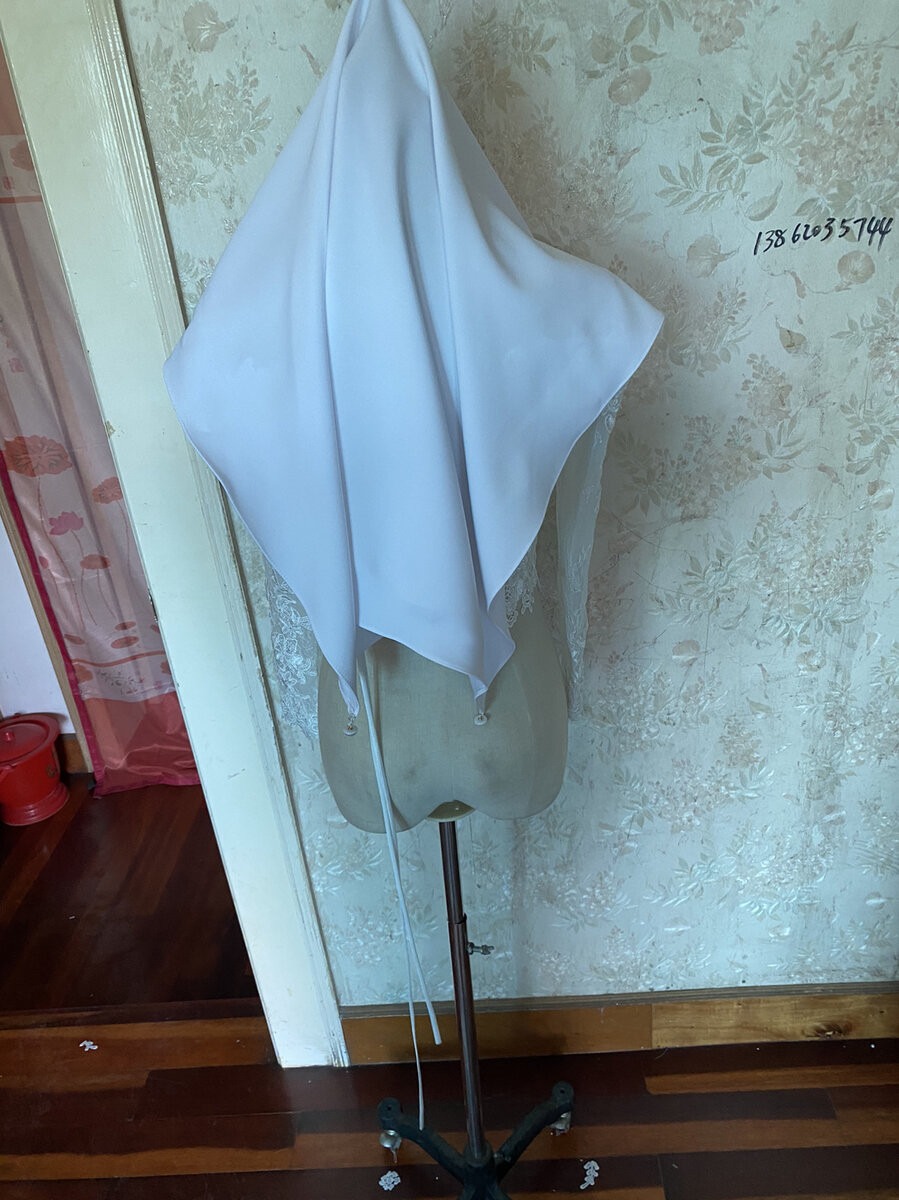 美品！スカーフリボン 前撮り 色直し 髪飾り パール ティアラ クレープ生地 ヘッドドレス 大きいリボン 花嫁