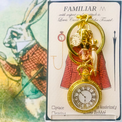 不思議の国のアリス」【白ウサギ(時計)】ゴールド キーホルダー