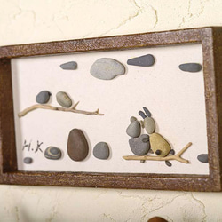 卵石藝術的故事（好朋友）帶框牆壁裝飾卵石藝術卵石藝術 50 第3張的照片