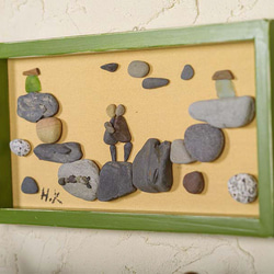 卵石藝術的故事（好朋友）帶框牆壁裝飾卵石藝術卵石藝術 40 第3張的照片