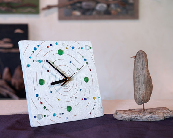 為您的房間添加藝術時鐘！彈珠、桌鐘、掛鐘、玻璃珠、-17 第1張的照片