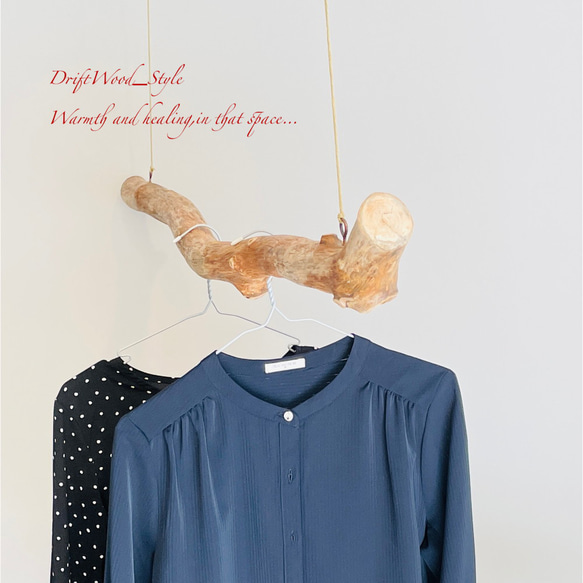 流木インテリア 真っすぐで無骨な大型流木のハンガーラック 北欧 衣装掛け ハンギング 吊り下げ ハンガーポール N2 3枚目の画像