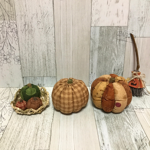 【ハンドメイド】カボチャ / オブジェ パッチワークかぼちゃのオブジェ／パンプキンmx4 その他