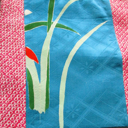 ７３９５　絞りと花柄の振袖で作った巾着袋　#送料無料 7枚目の画像