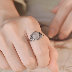 シルバー925  レトロ　楕円形　カルセドニー　リング　指輪　silver925 フリーサイズ 5枚目の画像