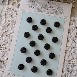 フランス 18個 アンティークボタンシート A1496 ブラック ボタン vmt