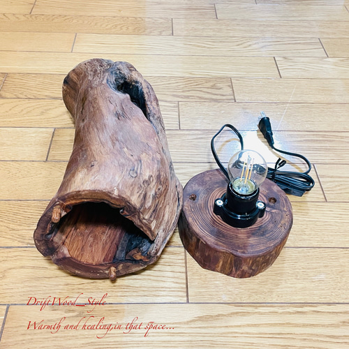 流木インテリア 洞から光がもれるフットライト 間接照明 家具 LED