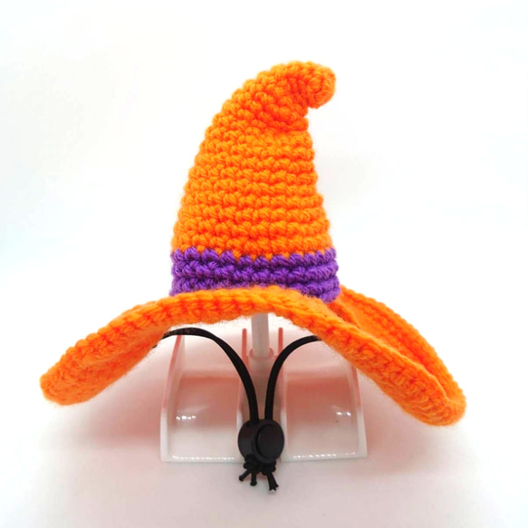 《ハロウィン》犬の帽子☆魔女の帽子☆オレンジ 2枚目の画像