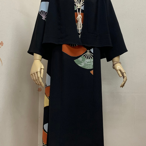 NO:20031009プロ仕立て着物リメイク&黒留袖正絹ノ一スリーブワンピース  