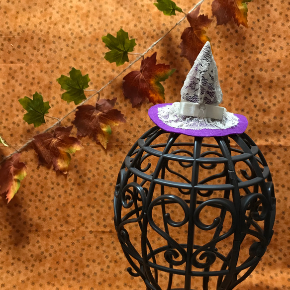 【パッチン留め】魔女のとんがり帽子紫ｆ 9枚目の画像