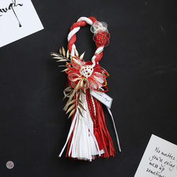 「お正月作品20%OFF！」紅白鶴のしめ縄飾り 1枚目の画像