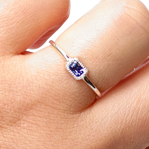 サファイア プリンセスカット 3×4 ファンシーブルー シルバー