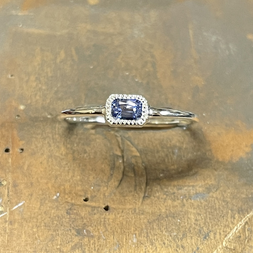 サファイア プリンセスカット 3×4 ファンシーブルー シルバー