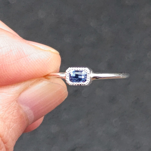 サファイア プリンセスカット 3×4 ファンシーブルー シルバー