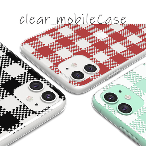 ソフトクリアケース チェック柄 iPhone16e 16 15 14 13 12 アイフォン