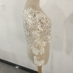 婚紗 僅限上衣 3D 3D 蕾絲刺繡 Bolero 3/4 袖長 新娘/婚禮 第2張的照片