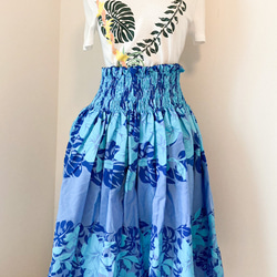 フラダンス用パウスカート 2点セット パウスカート・2ラインブラウスセット 特殊カラー3色