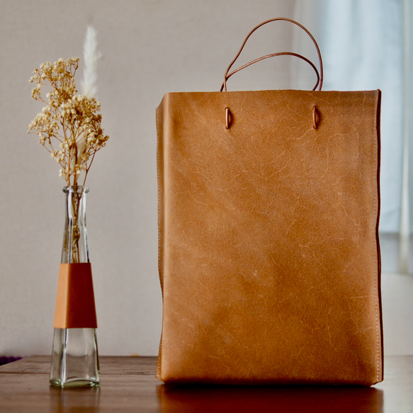 土屋鞄】レザー トートバッグ ライトブラウン 本革 A4収納可 旧タイプ