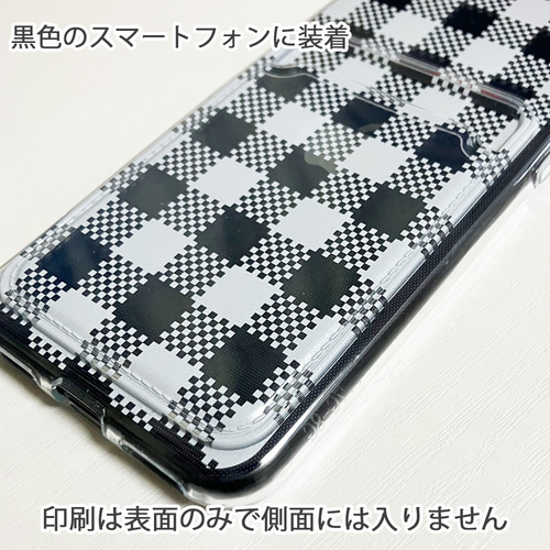 ソフトクリアケース チェック柄カードホルダー付きケース スリット