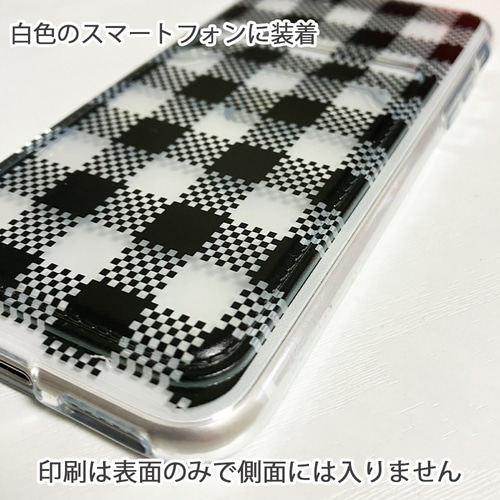 ソフトクリアケース チェック柄カードホルダー付きケース スリット