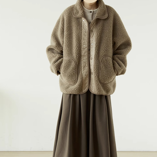 冬コート 綿入れの上着 厚手のジャケット 両面可能 ジャケット Aure 