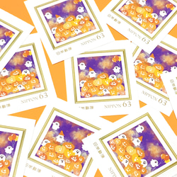 【翌日発送】63円切手　10枚セット　ハロウィン　秋　おばけ　かぼちゃ　紅葉 1枚目の画像