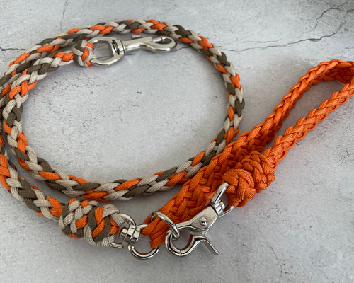 完成品】パラコード 回転カン付き8つ編みカフェリード 中型犬 大型犬