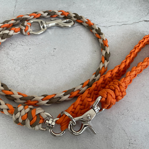 完成品】パラコード 回転カン付き8つ編みカフェリード 中型犬 大型犬