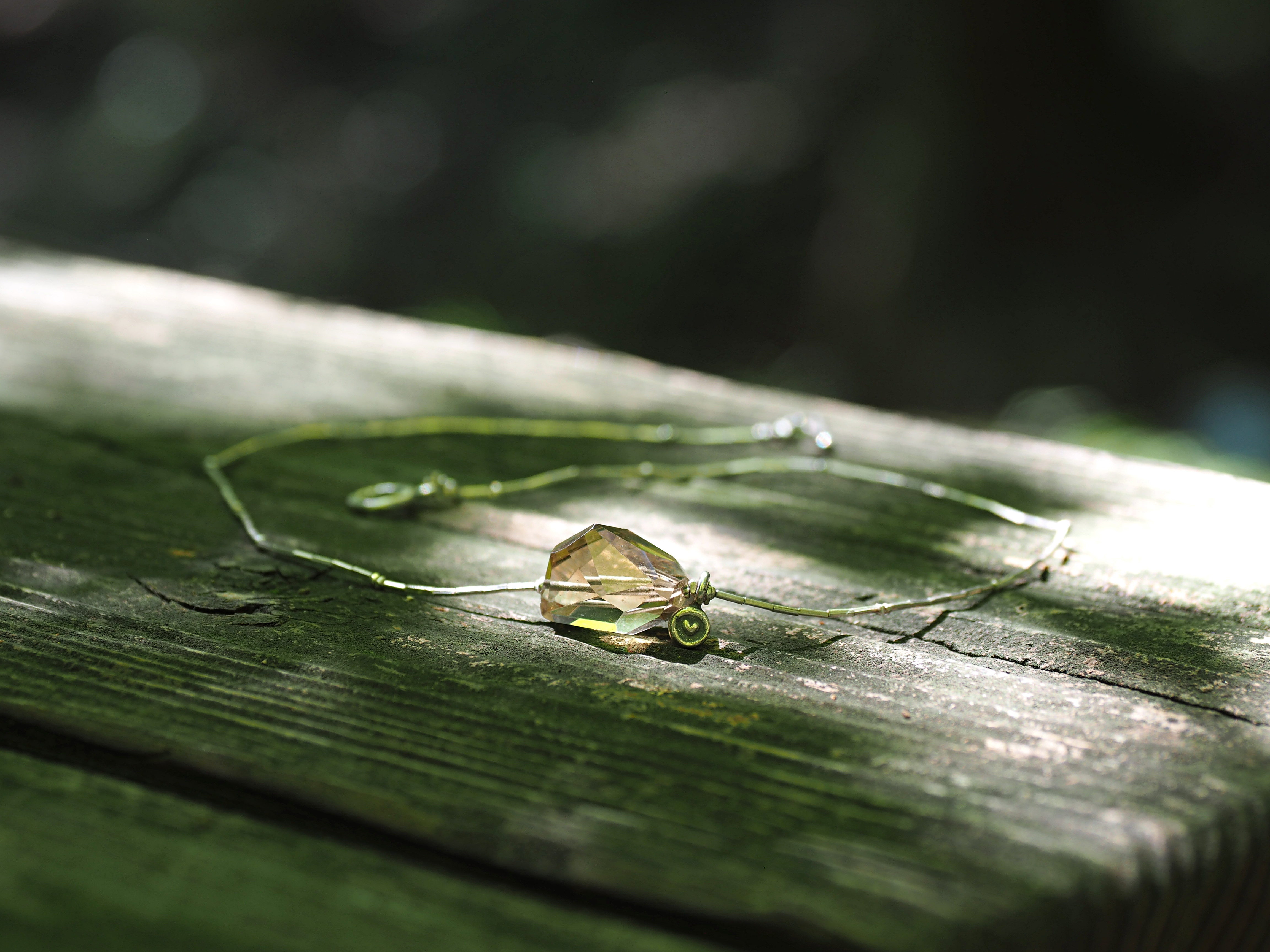 -whisky quartz- silver choker