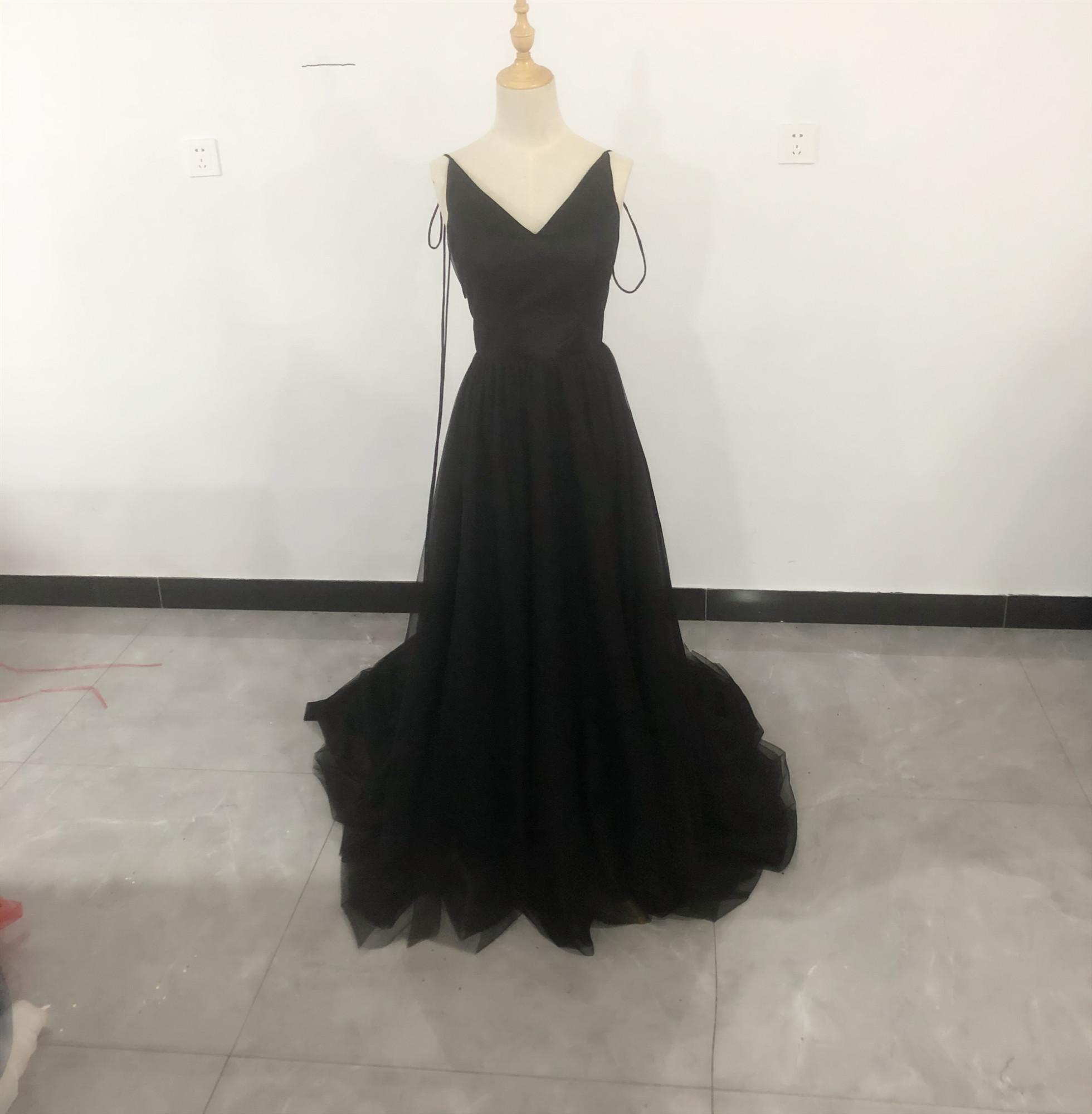 高品質！キャミソール パーティードレス 黒 ソフトチュール 短トレーン 前撮り 二次会 17,243円