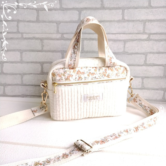 2way手刺繍＆ハートヌビ＆リバティ☆スリーピングローズ☆小ぶり