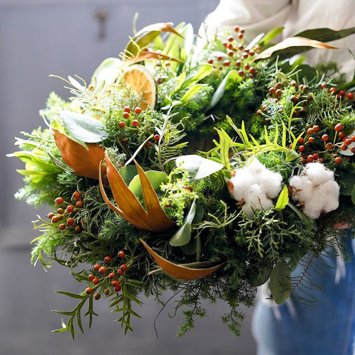 クリスマスが待ち遠しい♡ 直径45cmスペシャルフレッシュリース 超早割】2025クリスマス 生花・フレッシュ クリスマスリース 大人っ