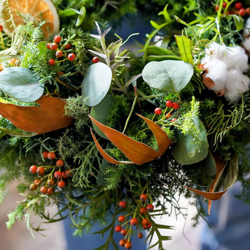 超早割】2025クリスマス 生花・フレッシュ クリスマスリース 大人っ