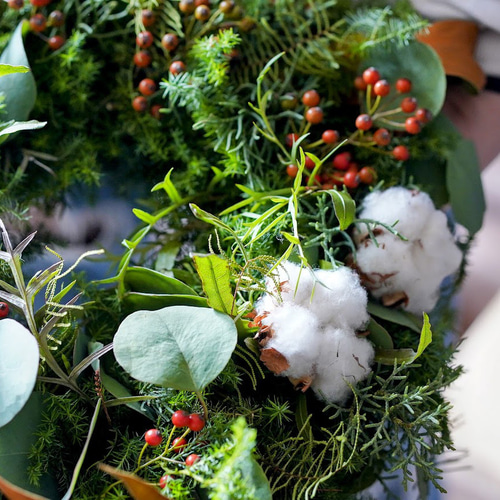 超早割】2025クリスマス 生花・フレッシュ クリスマスリース 大人っ