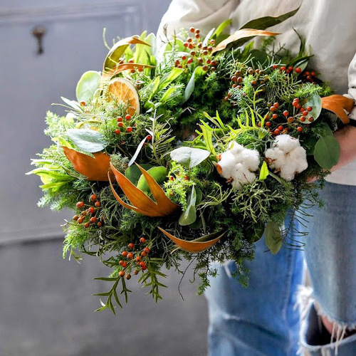 超早割】2025クリスマス 生花・フレッシュ クリスマスリース 大人っ